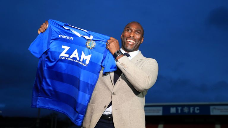 Sol Campbell takes to the pitch at Moss Rose