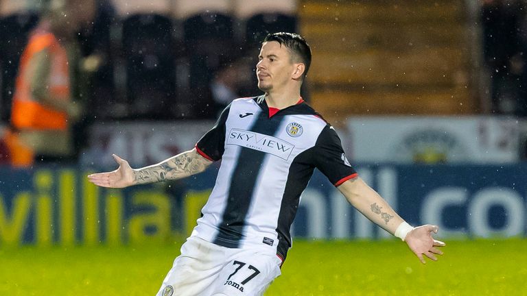 St Mirren's Adam Hammill celebrates his goal against Hearts