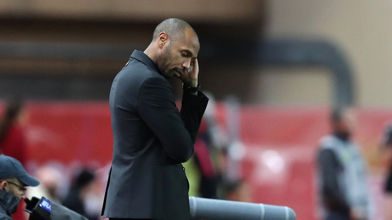 Thierry Henry feels the pressure as his Monaco side are beaten 4-0 at home Paris Saint-Germain