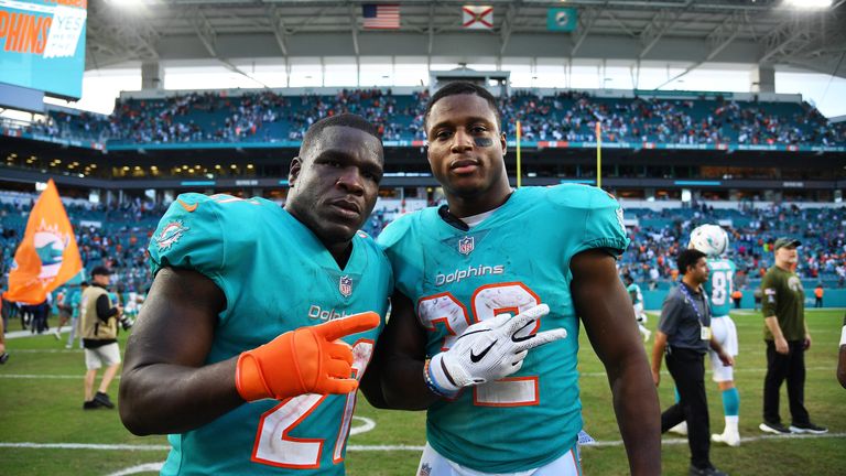 of their game at Hard Rock Stadium on November 4, 2018 in Miami, Florida.