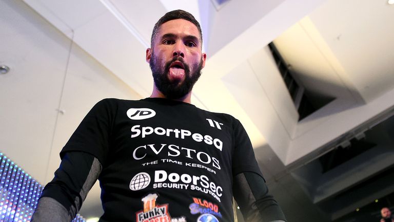 Tony Bellew in action during a public workout at the National Football Museum on November 7, 2018 in Manchester, England. 