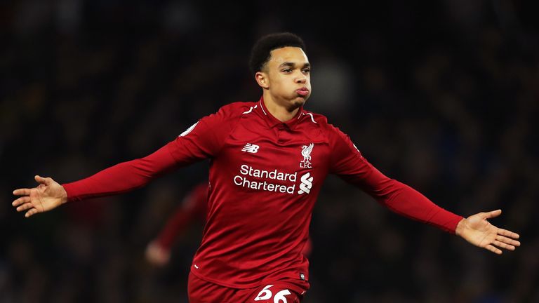 Trent Alexander-Arnold celebrates his goal