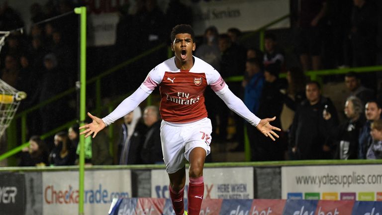 Tyreece John-Jules Arsenal v Forest Green Rovers at The New Lawn on November 7, 2018 in Nailsworth, England.
