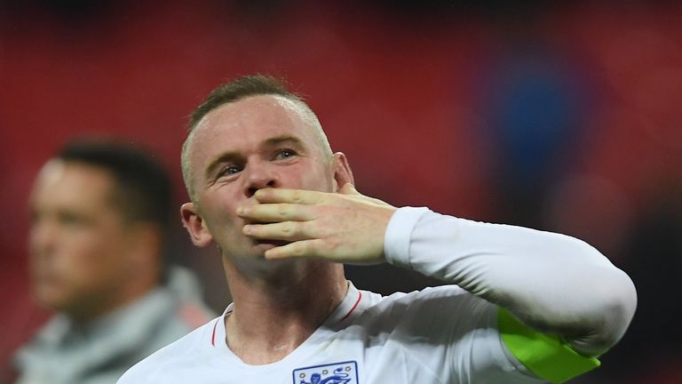 Wayne Rooney blows a kiss to the crowd at the end of England's 3-0 international friendly win over USA