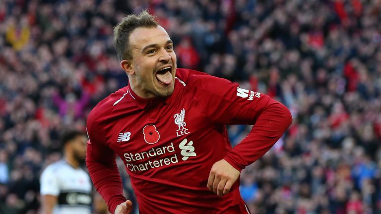 Xherdan Shaqiri celebrates his goal