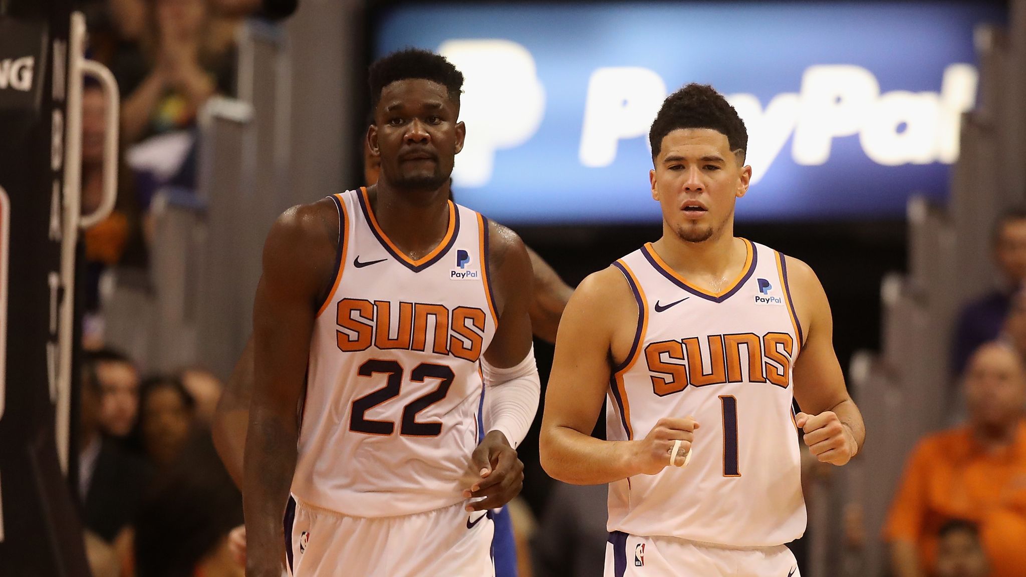 Phoenix Suns Duo Devin Booker And Deandre Ayton In Heated Exchange Nba News Sky Sports