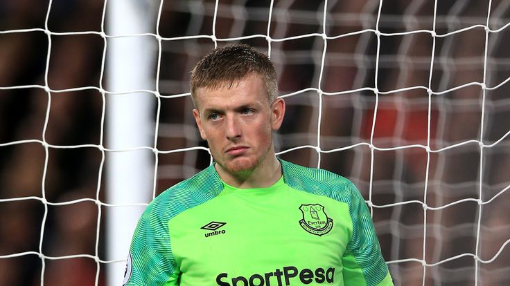 Everton goalkeeper Jordan Pickford during the Premier League match at Anfield