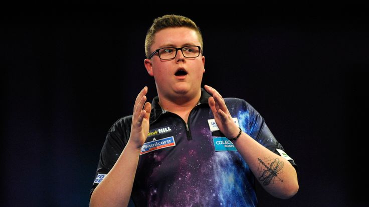 Ted Evetts of England reacts during his match against Simon Stevenson of England on Day Two of the 2019 William Hill World Darts Championship at Alexandra Palace on December 14, 2018 in London, United Kingdom