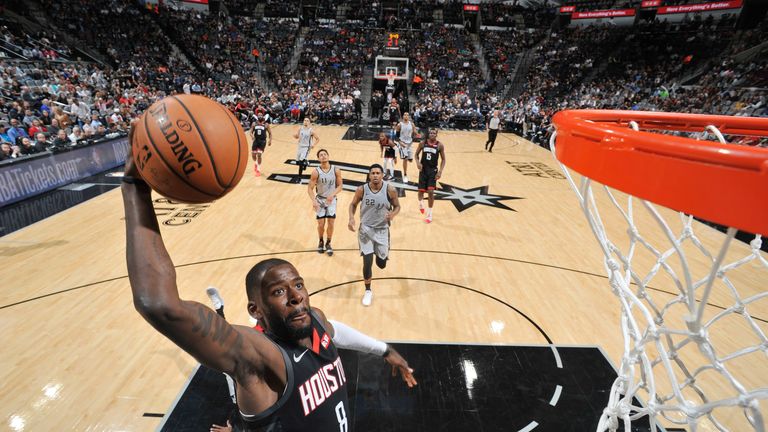 James Ennis rams home a one-handed dunk