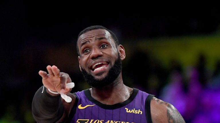 LeBron James in action as he posted a triple-double in the Los Angeles Lakers&#39; win over the New Orleans Pelicans