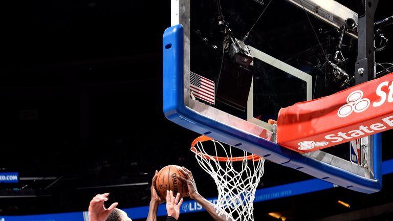 Mo Bamba rises for a dunk against Toronto