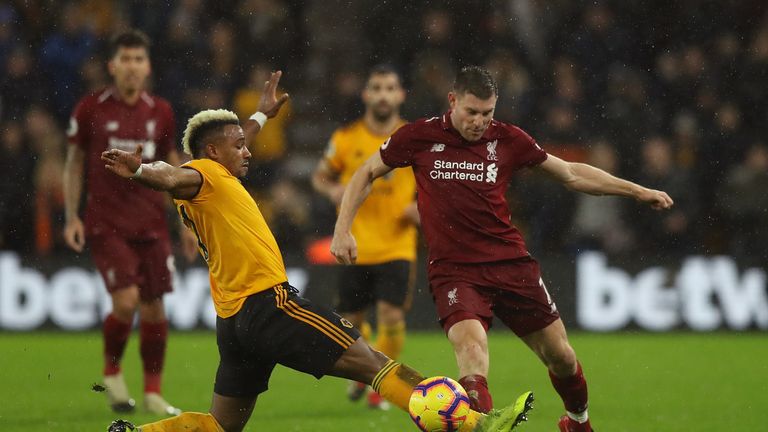 James Milner during the Premier League match between Wolverhampton Wanderers and Liverpool FC at Molineux on December 21, 2018 in Wolverhampton, United Kingdom.