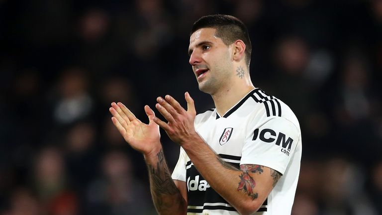 Aleksandar Mitrovic celebrates Fulham's 1-0 win over Huddersfield
