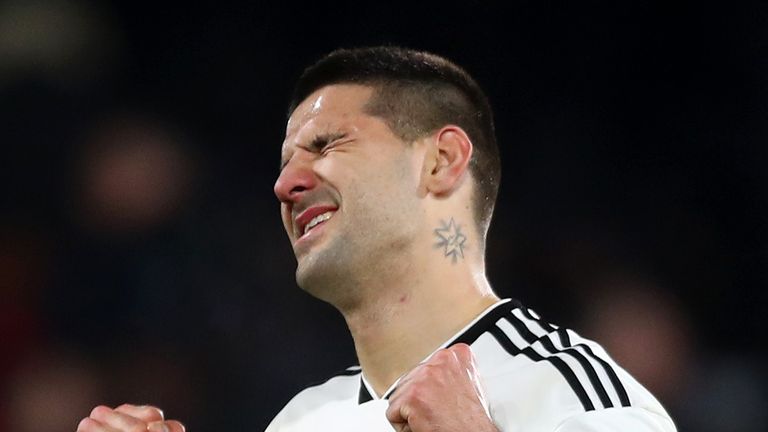 Aleksandr Mitrovic cut a relieved figure after he scored the winner for Fulham against Huddersfield