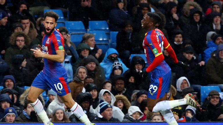 Andros Townsend celebrates giving Crystal Palace a 2-1 lead