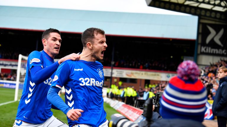 Andy Halliday celebrates after scoring to make it 1-1 against Dundee