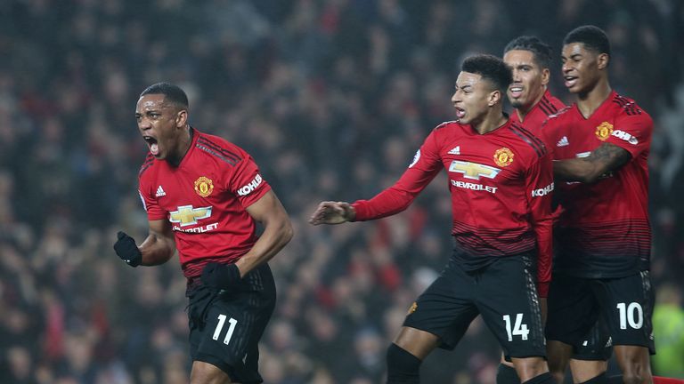 Anthony Martial celebrates his goal