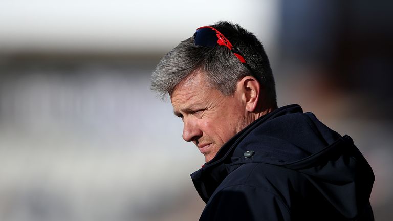 Ashley Giles during day one of the Specsavers County Championship Division One match between Lancashire and Nottinghamshire at Old Trafford on April 17, 2016 in Manchester, England.