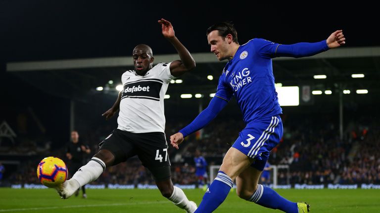 Ben Chilwell crosses under pressure from Aboubakar Kamara 