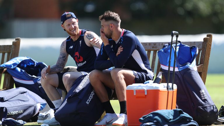 England's Ben Stokes (left) and Alex Hales during the nets session at Edgbaston, Birmingham.