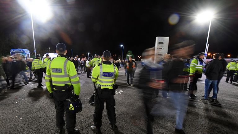 Police at the Amex stadium before Brighton's game with Crystal Palace