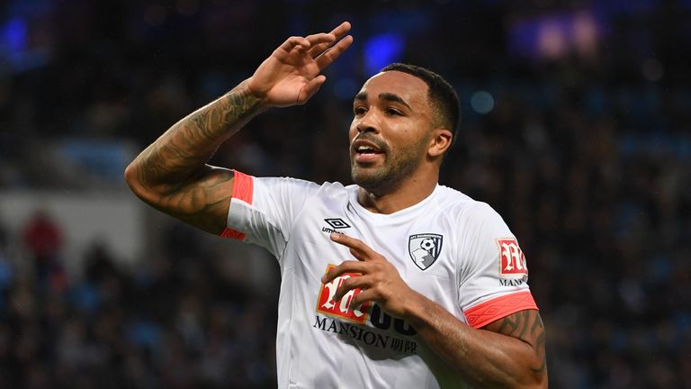 Callum Wilson celebrates scoring for Bournemouth against Manchester City