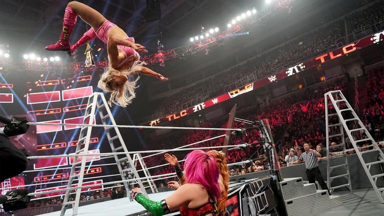Flair produced two moonsaults to the outside in a TLC main event which lived up to the hype