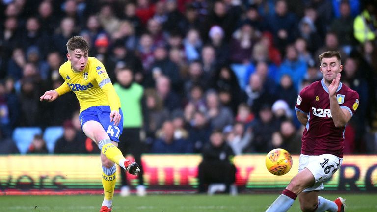  during the Sky Bet Championship match between Aston Villa and Leeds United at Villa Park on December 23, 2018 in Birmingham, England.