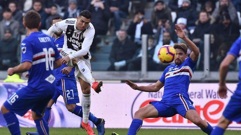 Cristiano Ronaldo was twice on target in Juve's final game of 2018