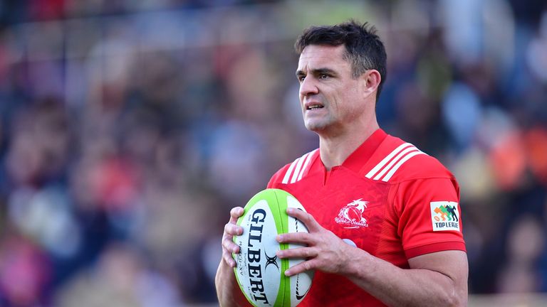 Dan Carter of Kolebco Steelers is seen during the Top League tournament final between Kobelco Steelers and Suntory Sungoliath at Prince Chichibu Memorial Ground on December 15, 2018 in Tokyo, Japan. 