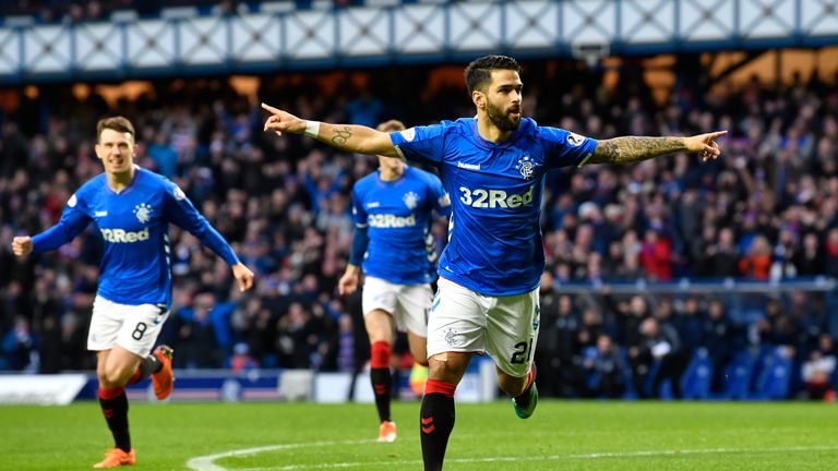 Daniel Candeias celebrates after scoring to make it 1-0