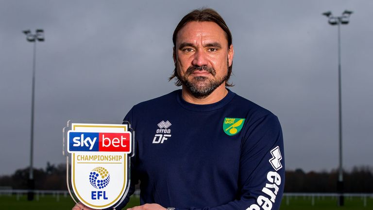 Daniel Farke of Norwich City wins the Sky Bet Championship Manager of the Month award - Mandatory by-line: Robbie Stephenson/JMP - 05/12/2018 - FOOTBALL - Norwich City Training Ground - Norwich, England - Sky Bet Manager of the Month Award