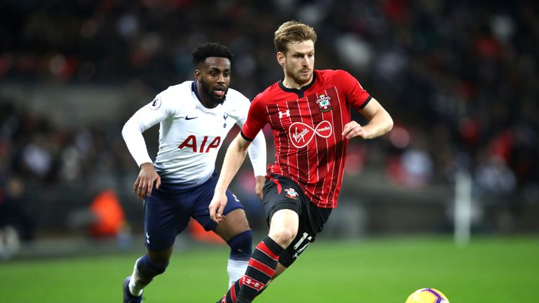 Stuart Armstrong and Danny Rose in action at Wembley Stadium on Wednesday night