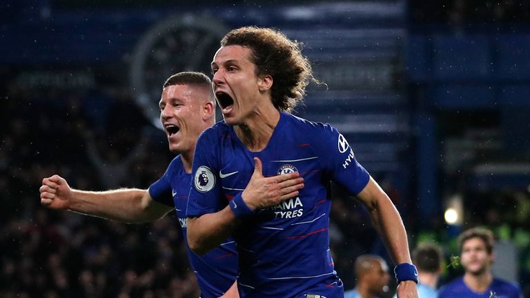 David Luiz celebrates after putting Chelsea 2-0 up