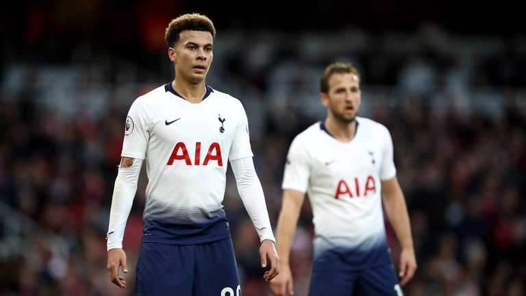 Dele Alli and Harry Kane during the north London derby at the Emirates Stadium