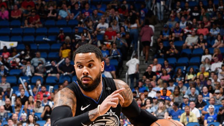 D.J. Augustin #14 of the Orlando Magic dribbles the ball during the game against the Detroit Pistons on December 30, 2018 at Amway Center in Orlando, Florida.