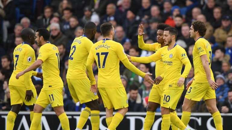 Eden Hazard celebrates putting Chelsea 2-0 up