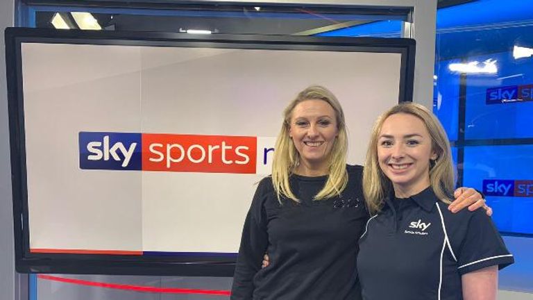 SSN presenter and reporter Jane Dougall showing Ellen the ropes