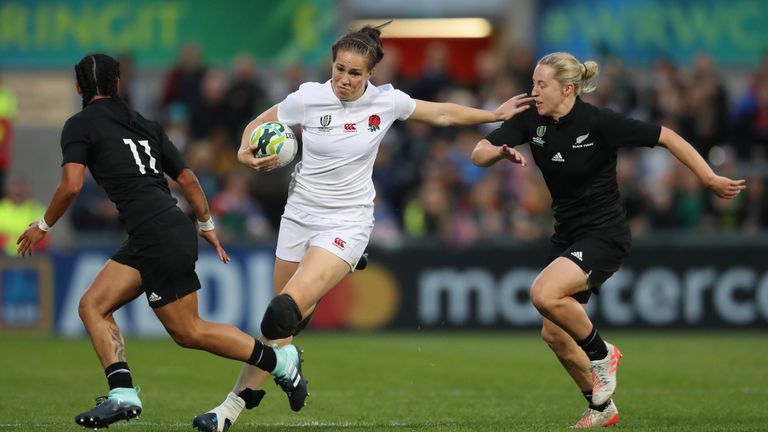 during the Women's Rugby World Cup 2017 Final betwen England and New Zealand at the Kingspan Stadium on August 26, 2017 in Belfast, United Kingdom.