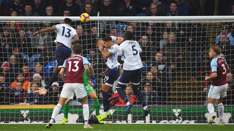 Yerry Mina heads Everton into a third-minute lead against Burnley