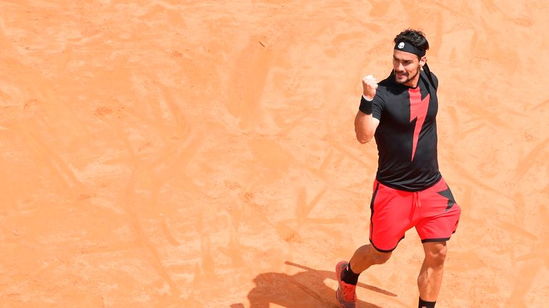 fabio fognini at the rome masters against dominic thiem