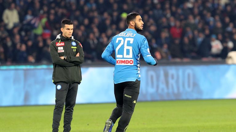 Napoli left-back Faouzi Ghoulam warmed up for Saturday's match wearing Kalidou Koulibaly's No 26 shirt