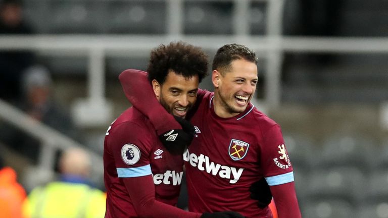 Felipe Anderson (left) and Javier Hernandez both scored for West Ham against Newcastle