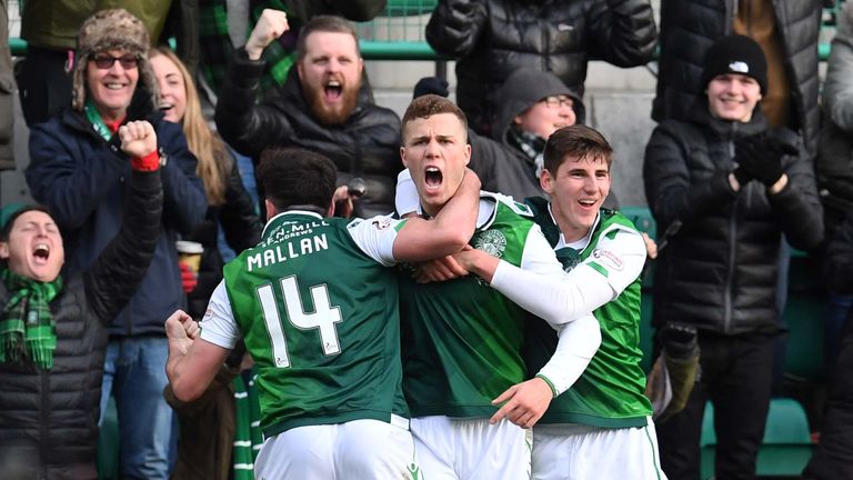 Hibernian's Florian Kamberi celebrates making it 2-0