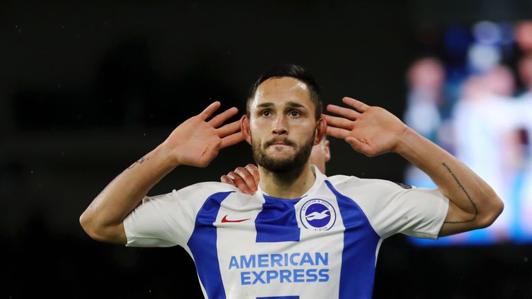 Florin Andone celebrates his goal