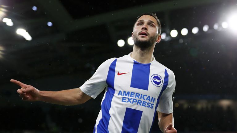 Florin Andone celebrates his goal