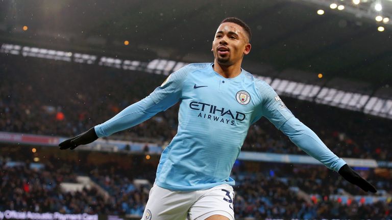 Gabriel Jesus celebrates putting Manchester City ahead