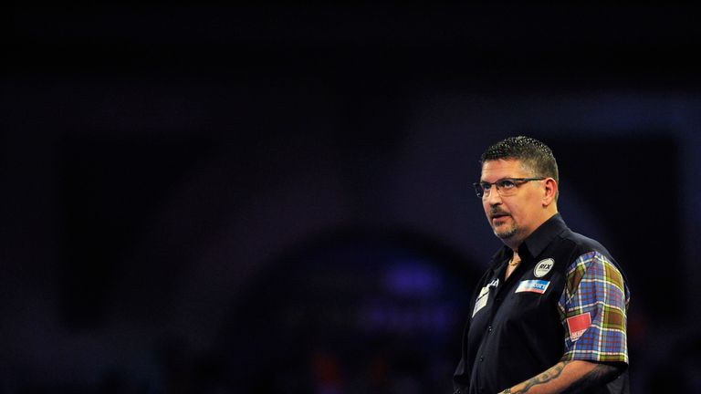 Gary Anderson of England looks on during his match against Kevin Burness of Northern Ireland during Day Two of the 2019 William Hill World Darts Championship at Alexandra Palace on December 14, 2018 in London, United Kingdom. 