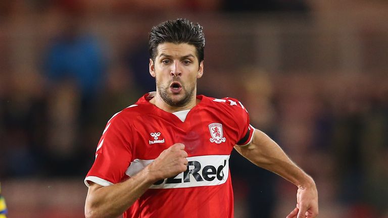 of Middlesbrough of Crystal Palace during the Carabao Cup Fourth Round match between Middlesbrough and Crystal Palace at Riverside Stadium on October 31, 2018 in Middlesbrough, England.