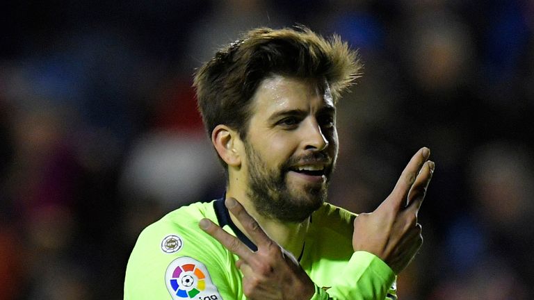 Gerard Pique added to Levante's woes during a one-sided contest